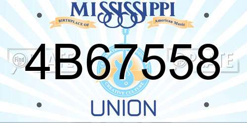 4B67558 Mississippi License Plate