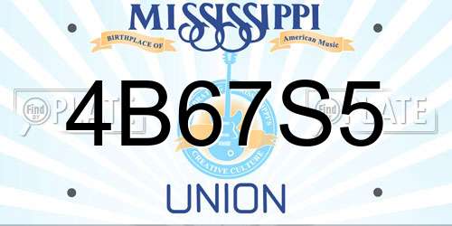 4B67S5 Mississippi License Plate