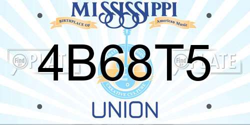 4B68T5 Mississippi License Plate