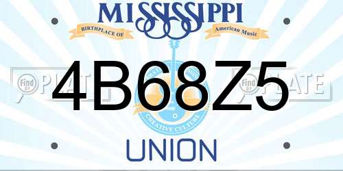 4B68Z5 Mississippi License Plate
