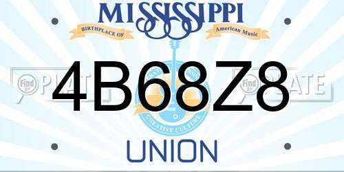 4B68Z8 Mississippi License Plate