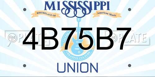 4B75B7 Mississippi License Plate