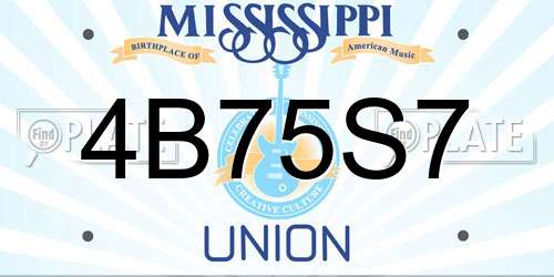 4B75S7 Mississippi License Plate