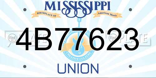 4B77623 Mississippi License Plate