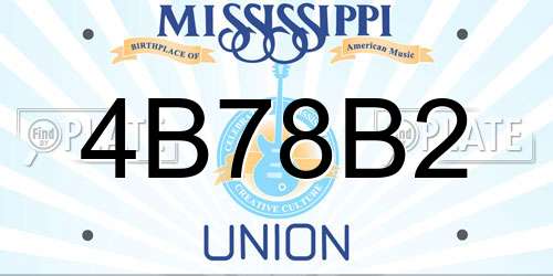 4B78B2 Mississippi License Plate
