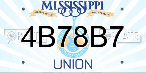 4B78B7 Mississippi License Plate