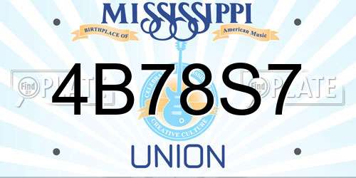 4B78S7 Mississippi License Plate