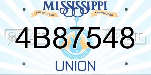 4B87548 Mississippi License Plate