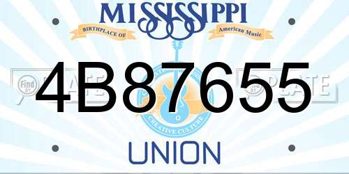 4B87655 Mississippi License Plate