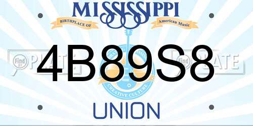 4B89S8 Mississippi License Plate