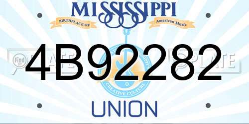 4B92282 Mississippi License Plate