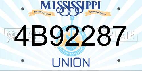 4B92287 Mississippi License Plate