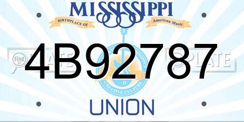 4B92787 Mississippi License Plate