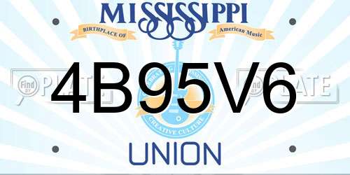 4B95V6 Mississippi License Plate