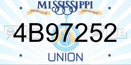 4B97252 Mississippi License Plate