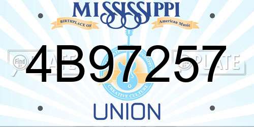 4B97257 Mississippi License Plate