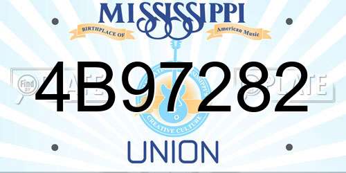 4B97282 Mississippi License Plate