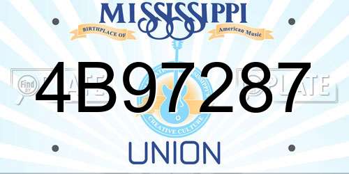 4B97287 Mississippi License Plate