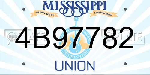 4B97782 Mississippi License Plate