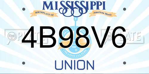 4B98V6 Mississippi License Plate