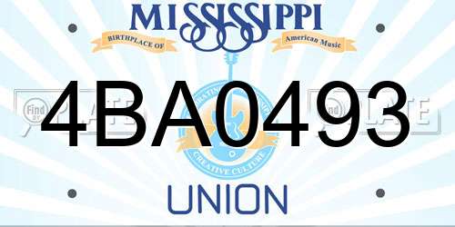 4BA0493 Mississippi License Plate