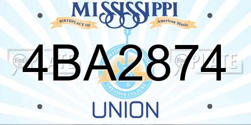 4BA2874 Mississippi License Plate