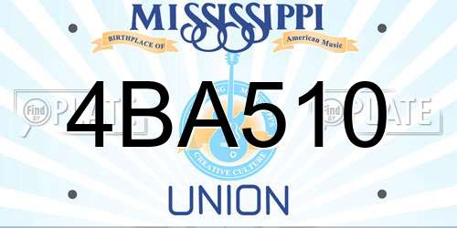 4BA510 Mississippi License Plate