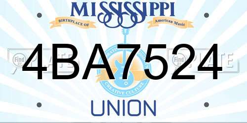 4BA7524 Mississippi License Plate
