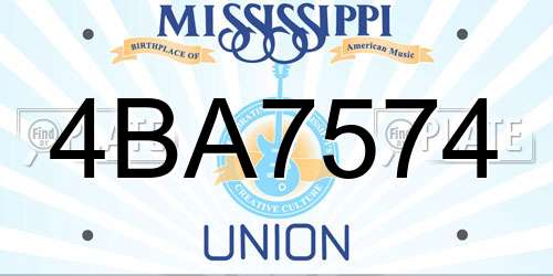 4BA7574 Mississippi License Plate