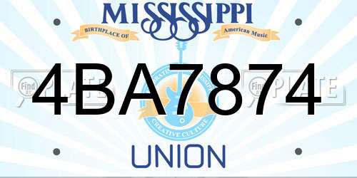 4BA7874 Mississippi License Plate