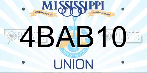 4BAB10 Mississippi License Plate