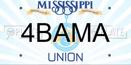 4BAMA Mississippi License Plate