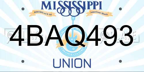 4BAQ493 Mississippi License Plate