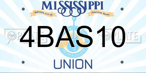 4BAS10 Mississippi License Plate