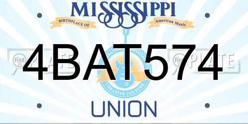4BAT574 Mississippi License Plate