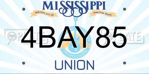 4BAY85 Mississippi License Plate