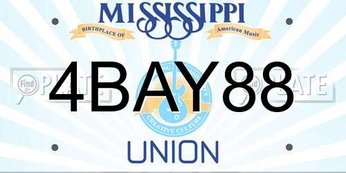 4BAY88 Mississippi License Plate