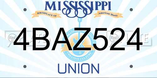 4BAZ524 Mississippi License Plate