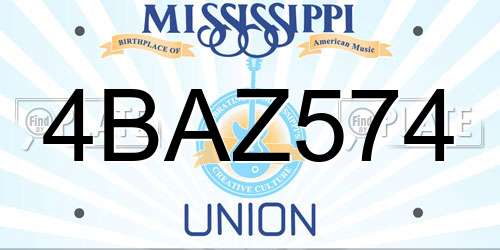 4BAZ574 Mississippi License Plate