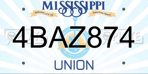 4BAZ874 Mississippi License Plate