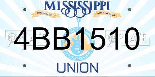 4BB1510 Mississippi License Plate