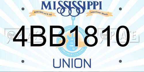 4BB1810 Mississippi License Plate