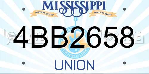 4BB2658 Mississippi License Plate
