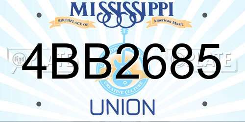 4BB2685 Mississippi License Plate