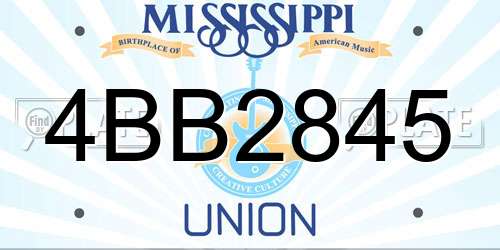 4BB2845 Mississippi License Plate