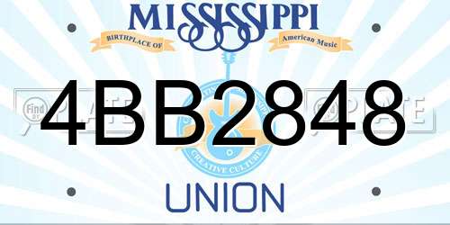 4BB2848 Mississippi License Plate