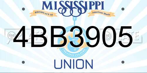 4BB3905 Mississippi License Plate
