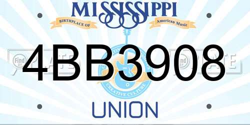 4BB3908 Mississippi License Plate