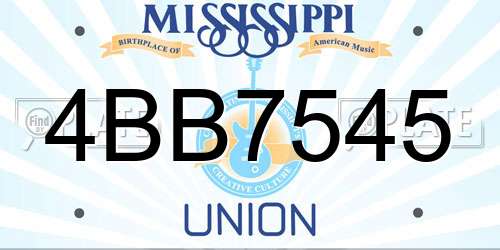 4BB7545 Mississippi License Plate