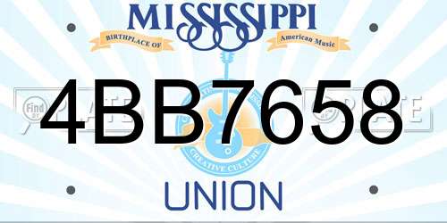 4BB7658 Mississippi License Plate